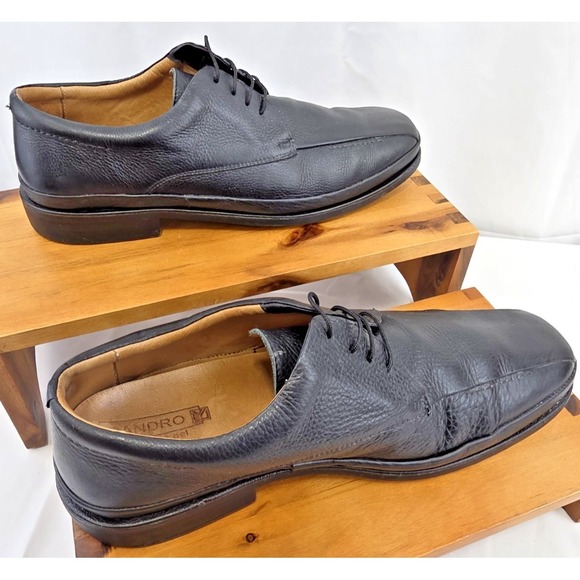 SANDRO Mens 13 Blk Leather Oxford Lace Up Hand Made Brazil Comfort Lined Gel Sol main image 6